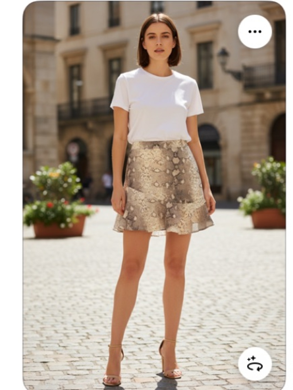 Nasty Gal Beige Snake-Print Ruffle Mini Skirt Size 6